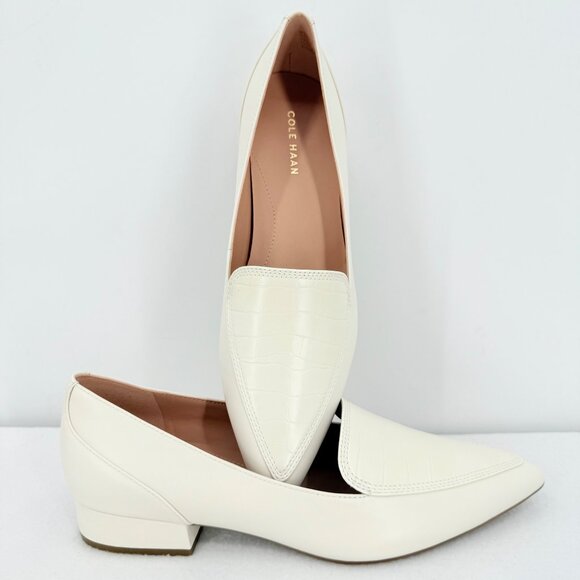 NWB Cole Haan Women's Vialetta Croc Pattern Ivory Leather Loafer Shoes Size 10B - Picture 9 of 12